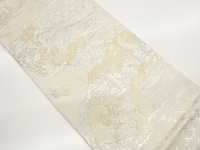 JAPANESE FUKURO OBI / WOVEN FLOWER & BIRD